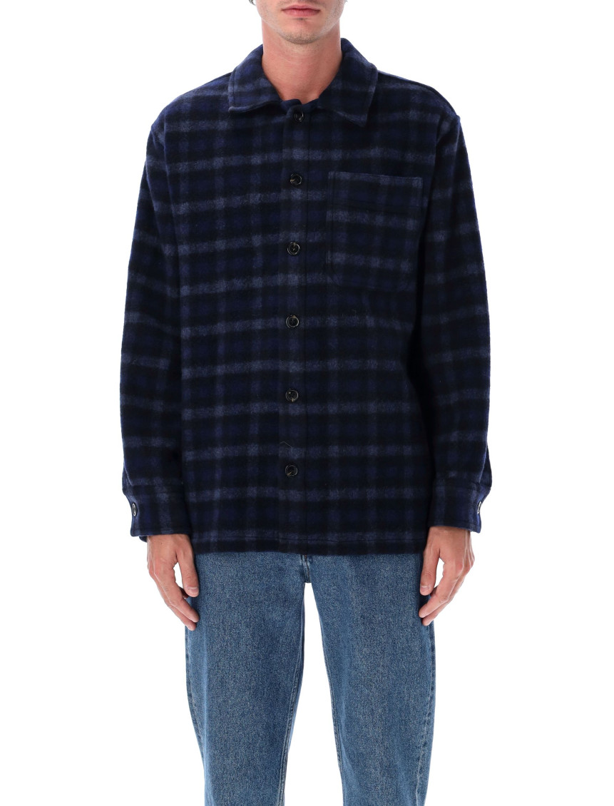 Apc A.p.c. A.p.c. Stanley Checked Wool Overshirt In Blue