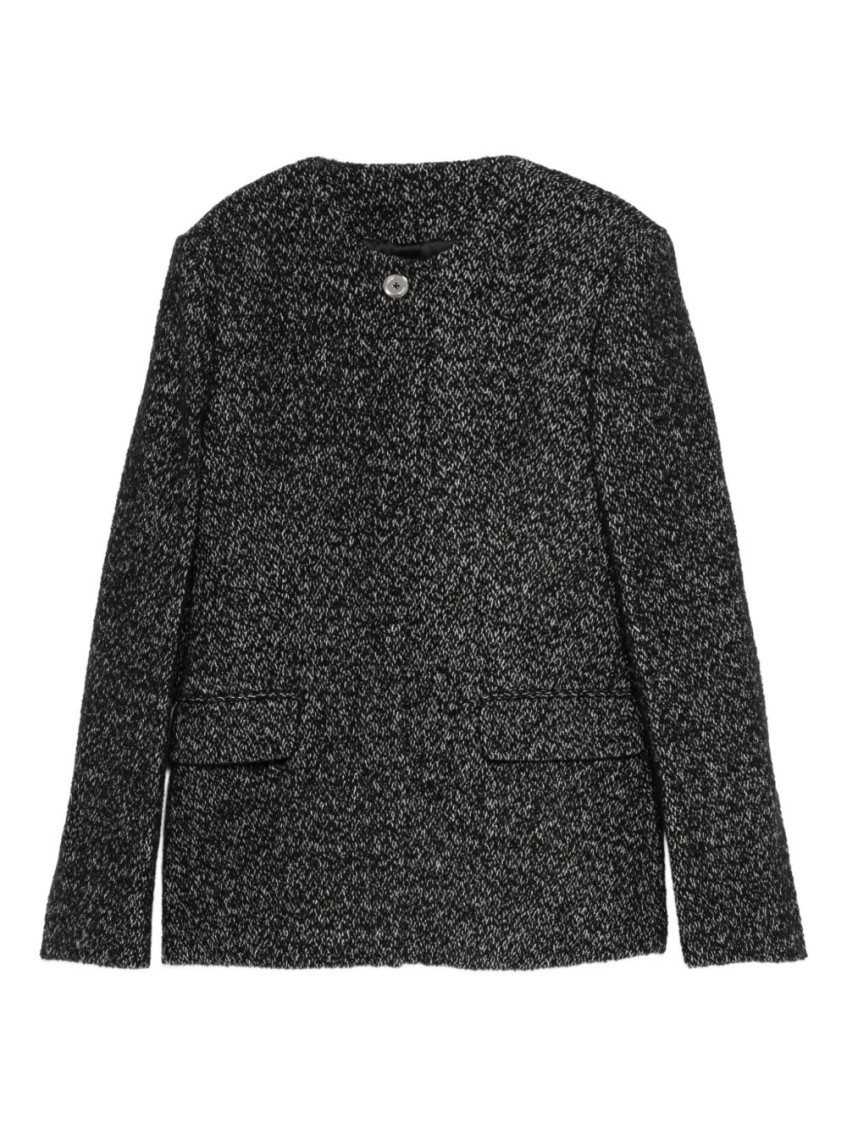 Totême Black Wool Speckled Jacket In Gray