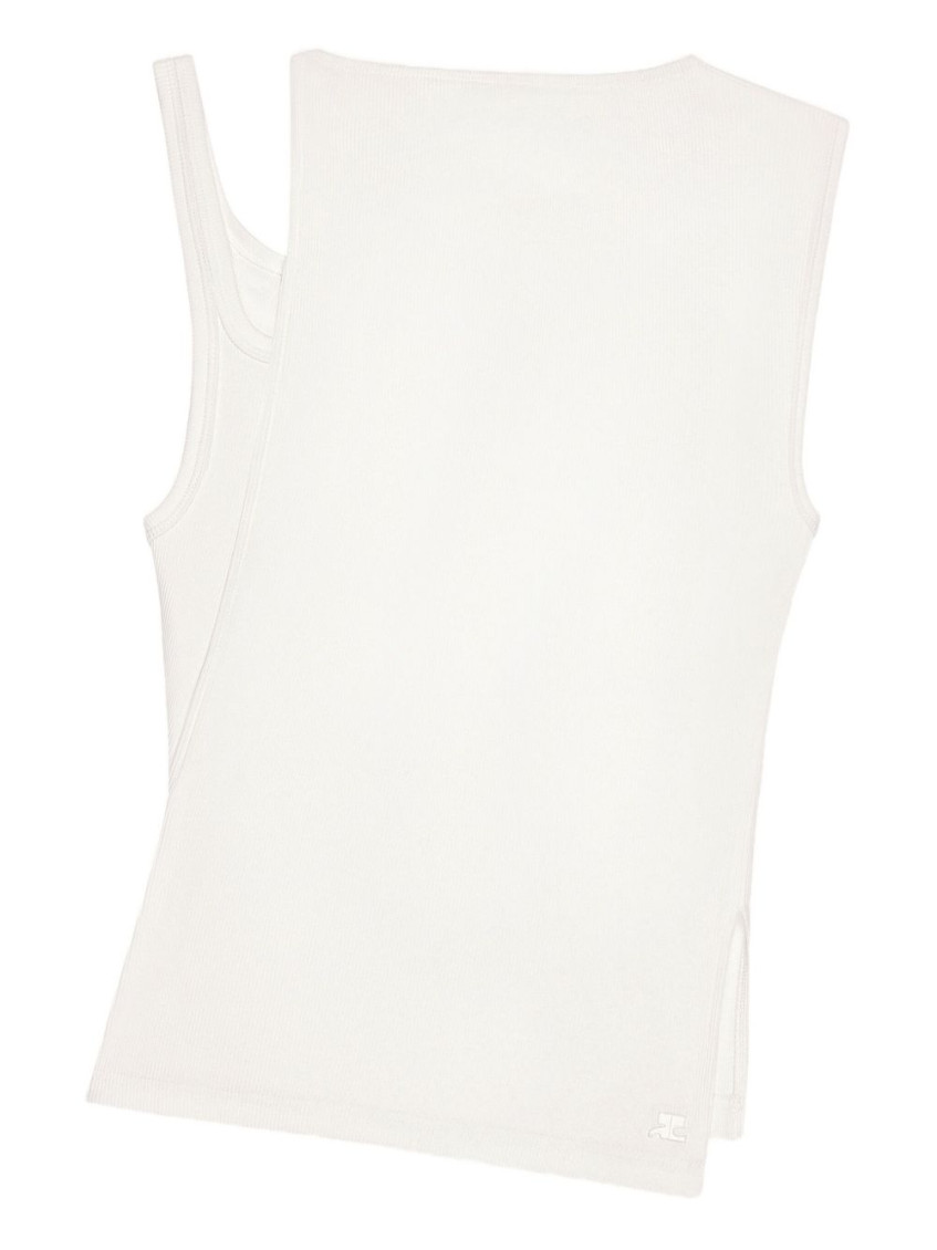Courrèges Oblique 90`s Rib Top Clothing In White