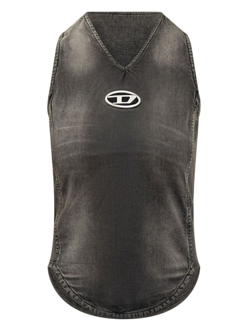 Diesel Black Denim Top Vintage Effect In Gray