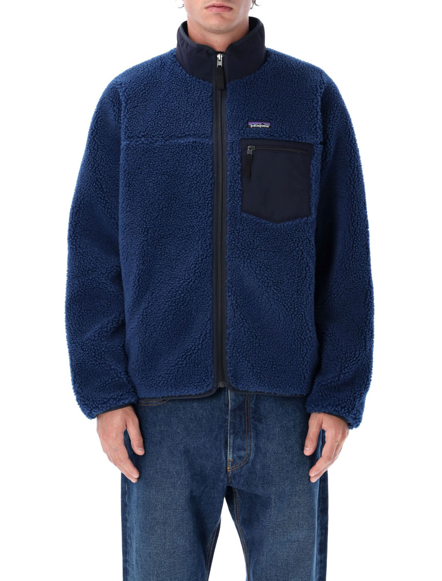 Patagonia Blue Stand Collar Logo Jacket In Blue