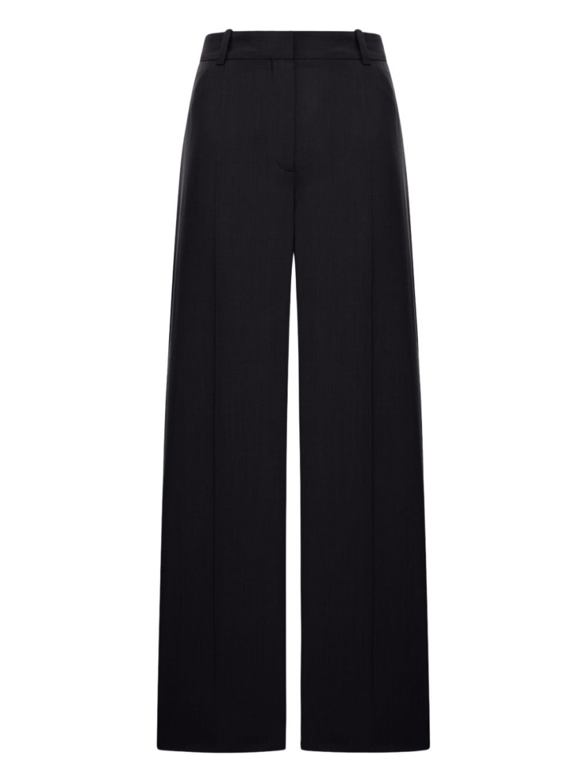 Totême Fluid Trousers With Wide Leg And Pleats In Black