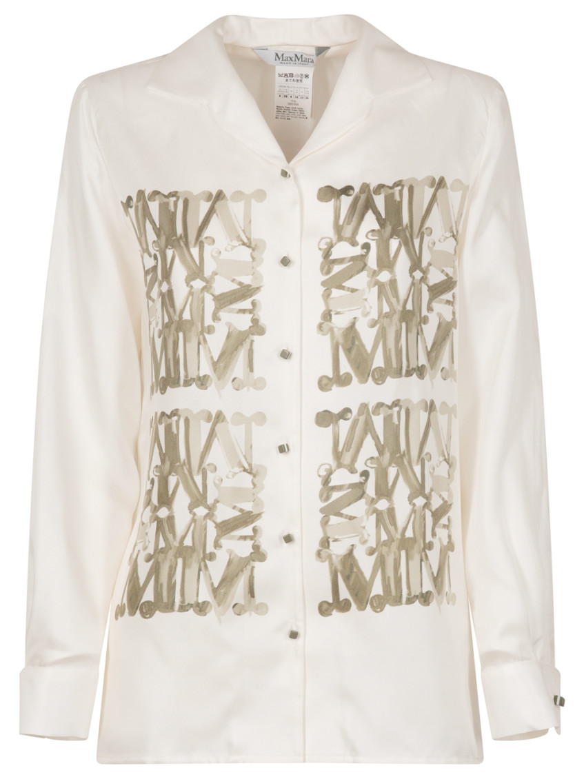 Max Mara Maxmarabesque Print Silk Shirt In White