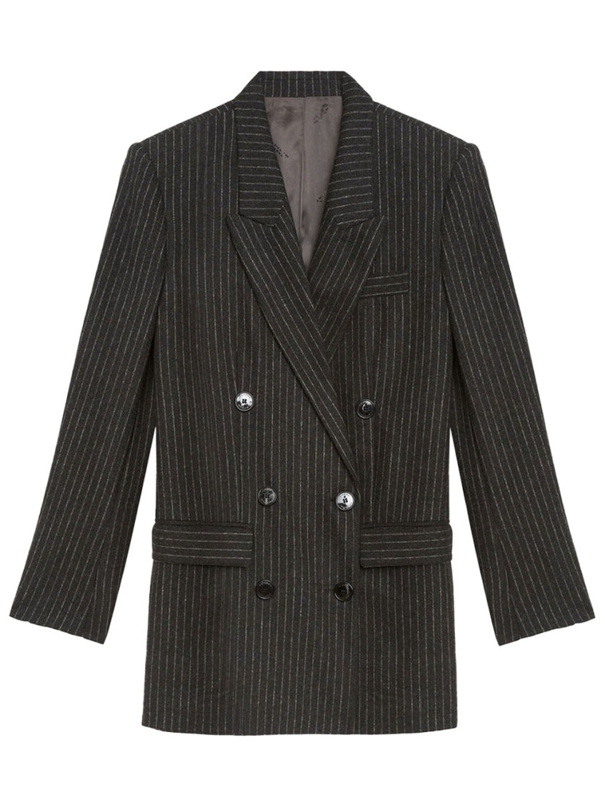 Isabel Marant Embroidered Stretch Wool Blend Jevima Blazer In Gray