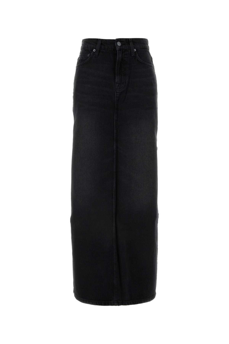 Mother Gonna The Fun Dip Slice In Denim Nero Donna In Black