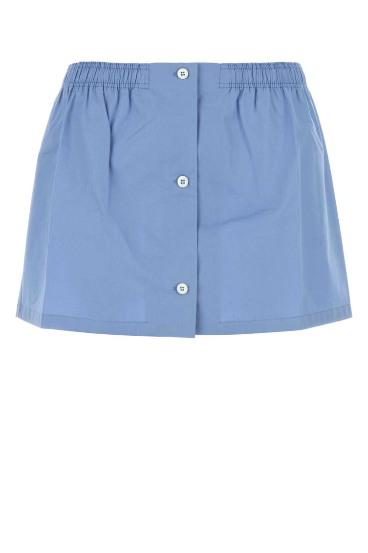 MIU MIU AIR FORCE BLUE POPLIN MINI SKIRT