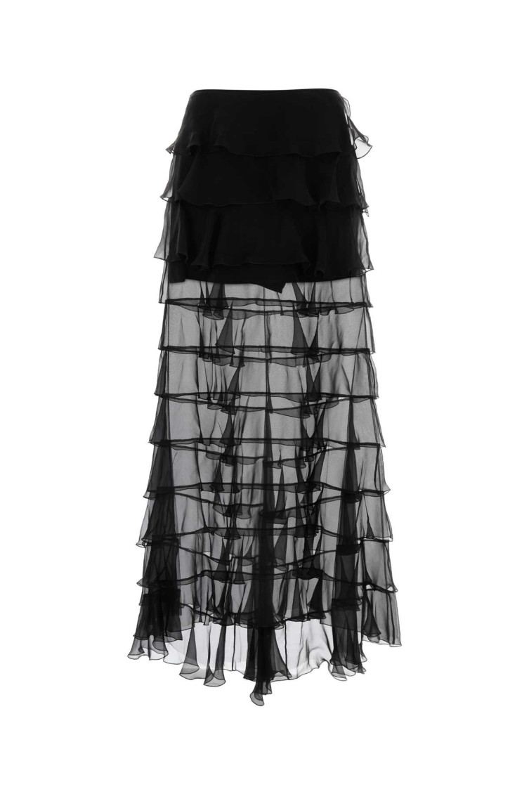 Valentino Black Chiffon Skirt