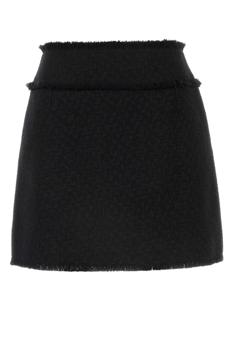 Dolce & Gabbana Rush-stitch Skirt With Side Slit In Black