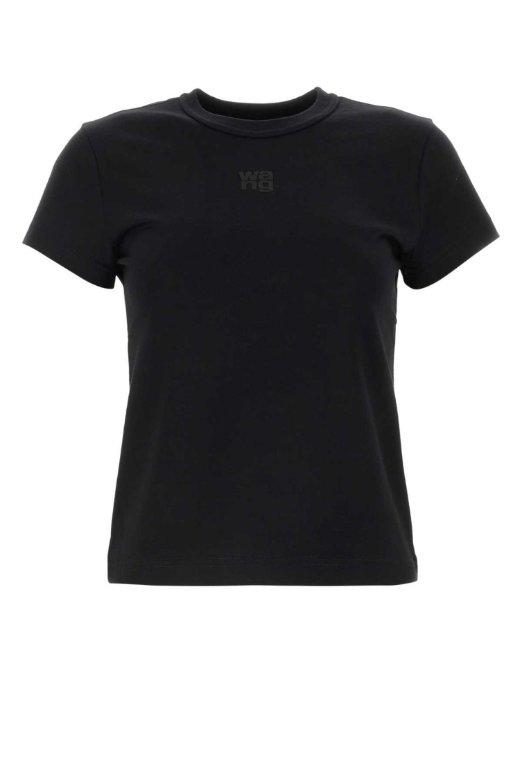 Alexander Wang Essential Jersey Shrunk Tee With Puff Logo And Bound Neck Clothing In Nero