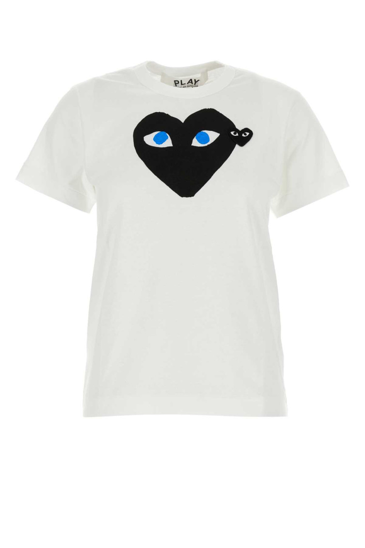 Comme Des Garçons Heart-print Cotton T-shirt In White