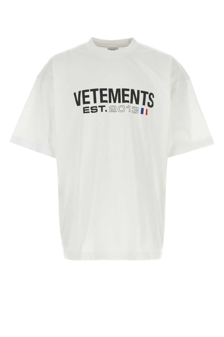 VETEMENTS WHITE LOGO COTTON T-SHIRT 