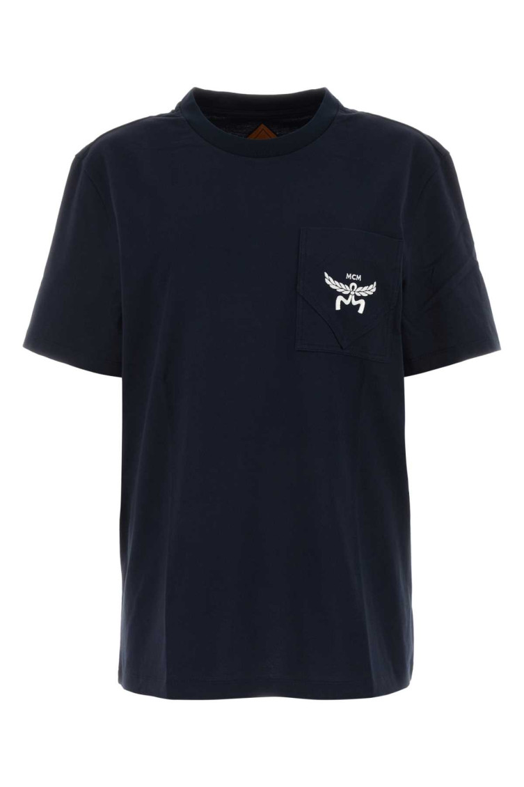 Mcm Loose Fit Cotton T-shirt With Ribbed Crew-neck In Dark Blue