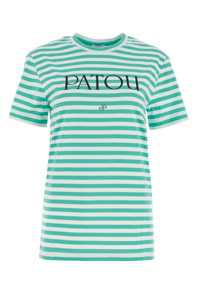 Patou Green Embroidered Cotton T-shirt In Green