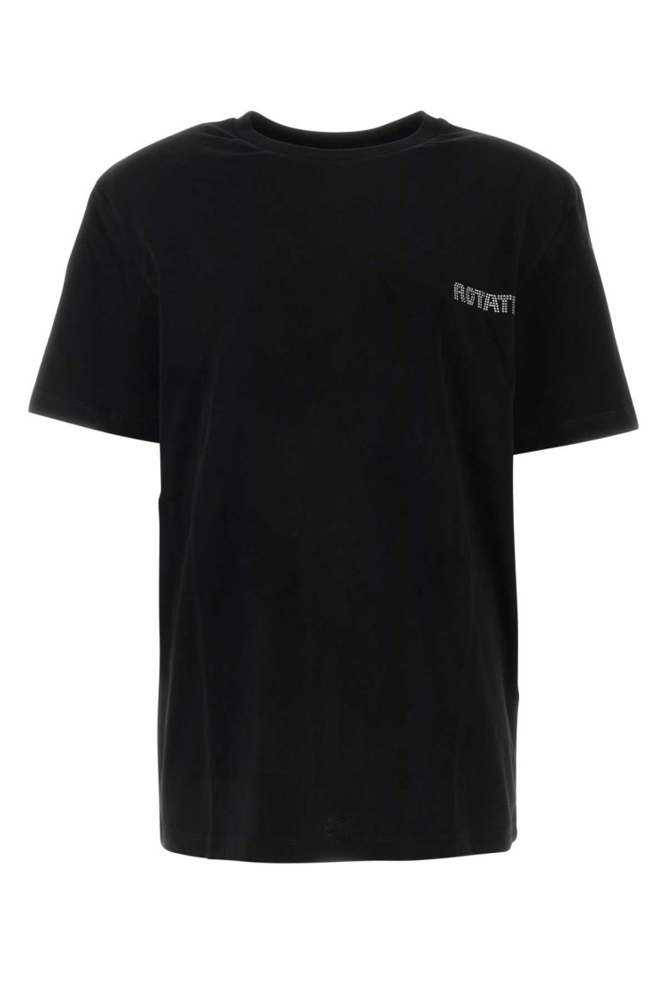 Rotate Birger Christensen Rhinestone-logo Organic-cotton T-shirt In Black