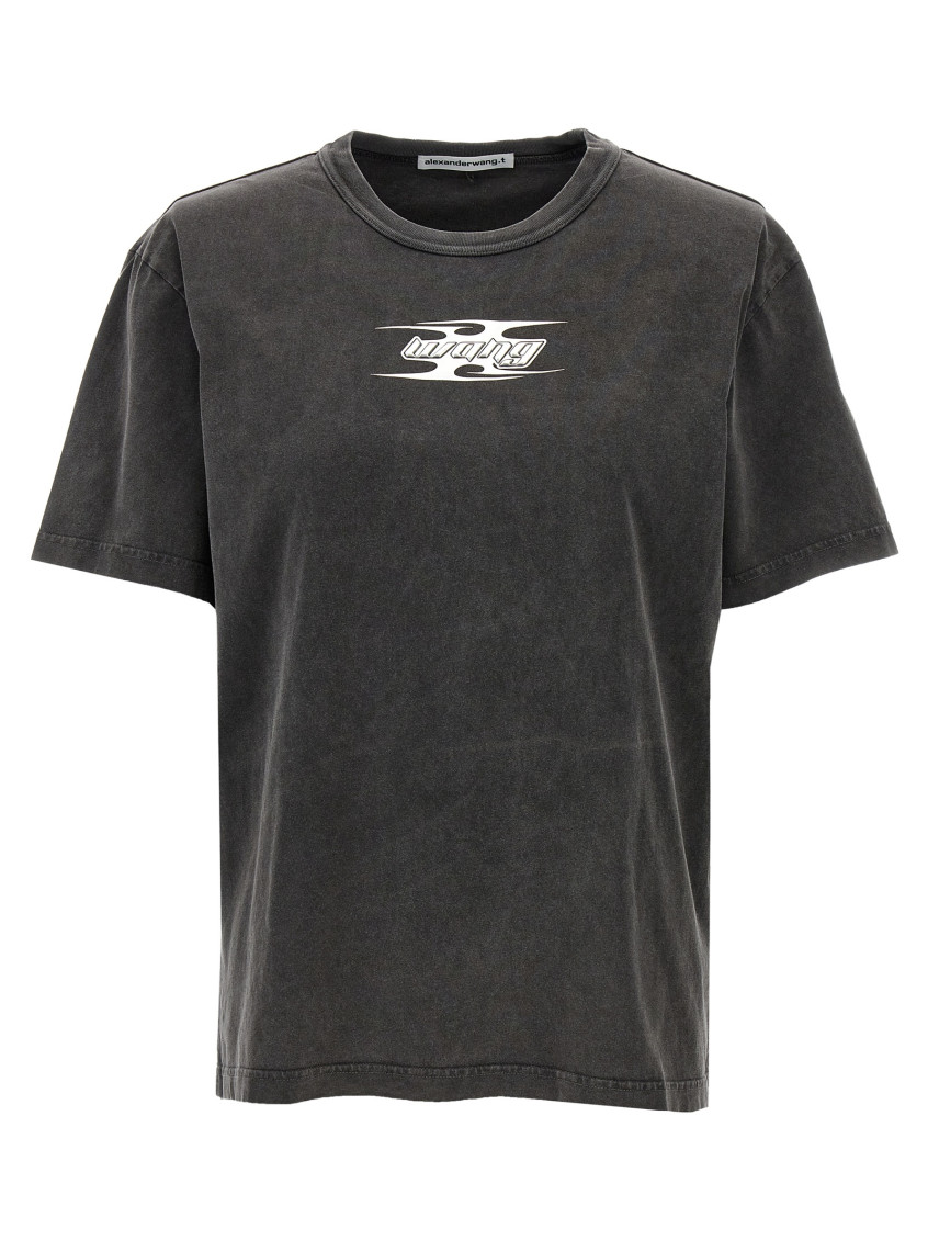 Alexander Wang Blade Logo-embossed Tee In Cotton In Grey