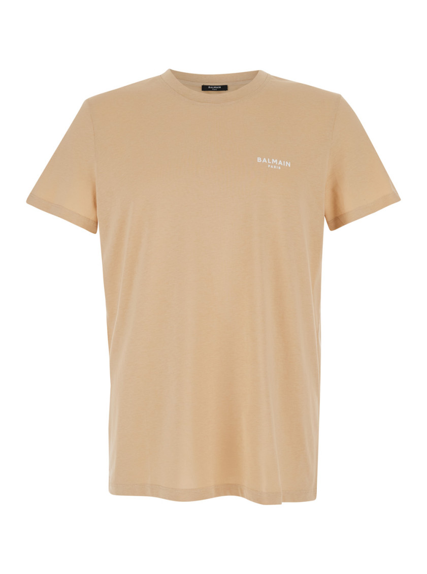 BALMAIN BEIGE LOGO T-SHIRT