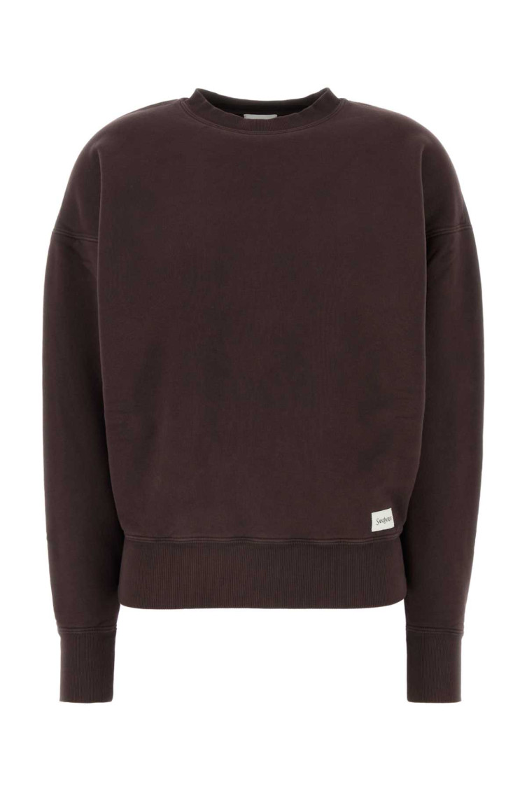Saint Laurent Chocolate Cotton Oversize Sweatshirt In Brown