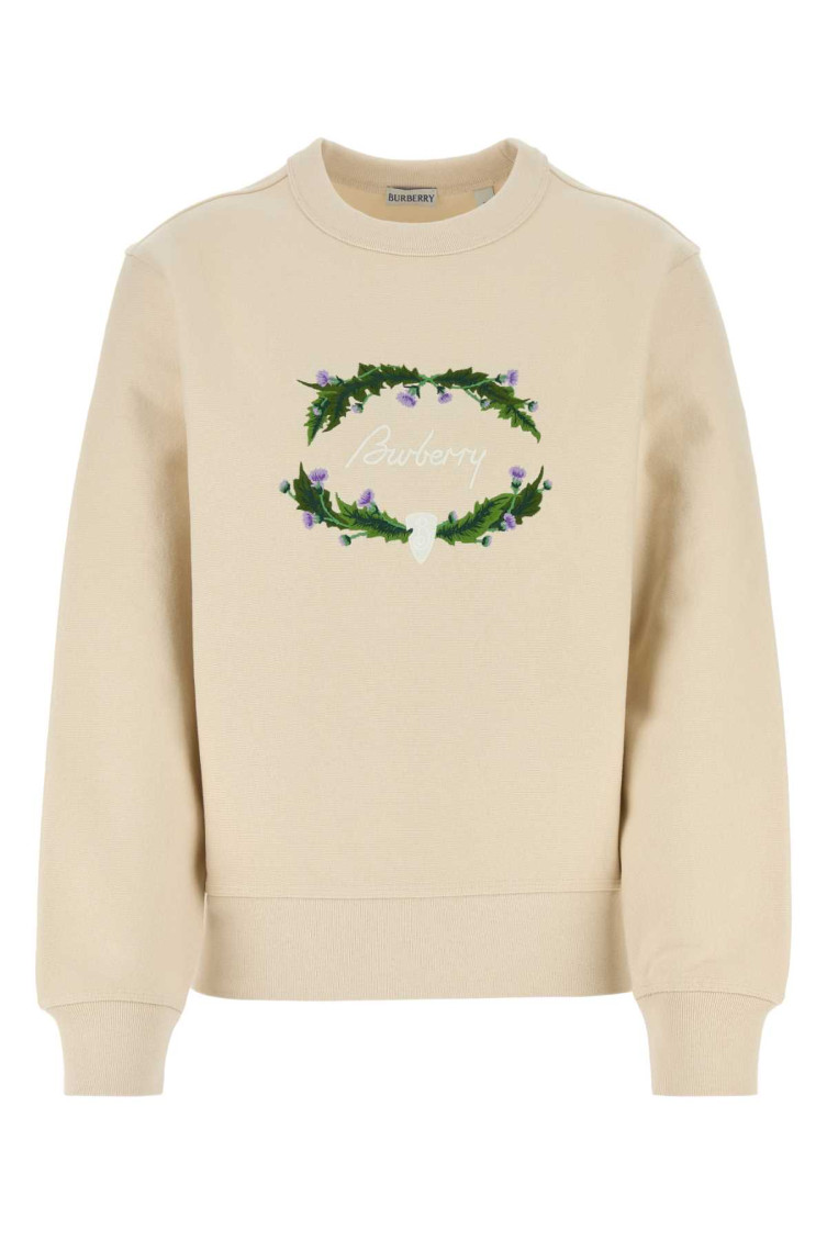 Burberry Off-white Thistle Logo Sweatshirt In Beige