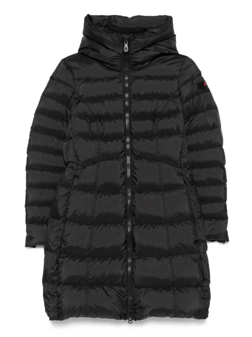 Peuterey Quilted Black Parka With High Collar In Black