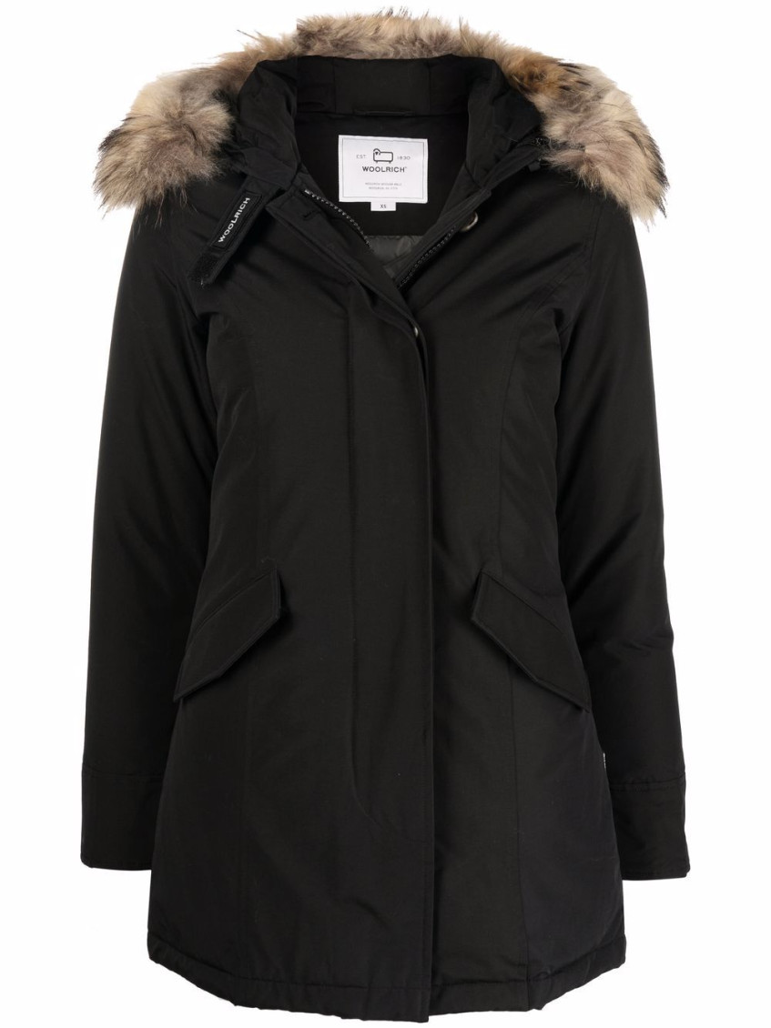 Woolrich Arctic Parka Con Pelliccia Di Raccoon Removibile In Black