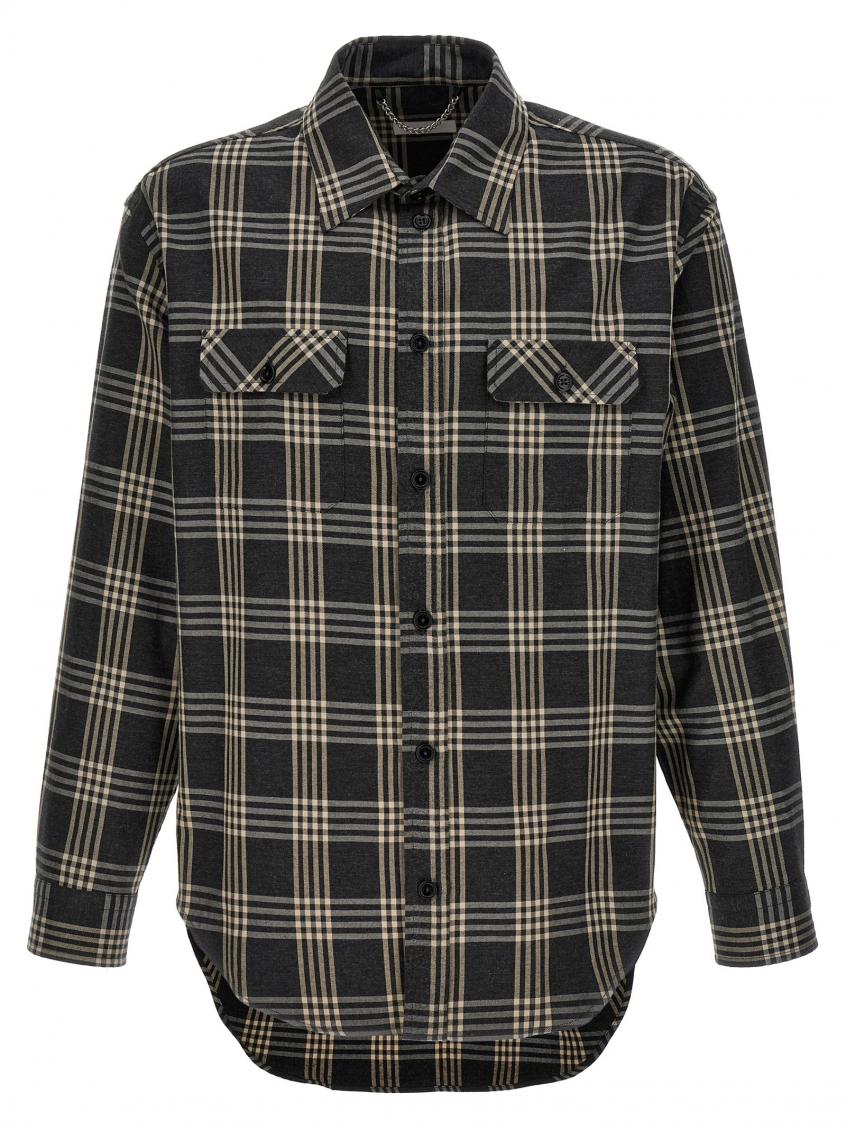 1989 Studio Plaid Shirt Logo Chest Pockets In Grey