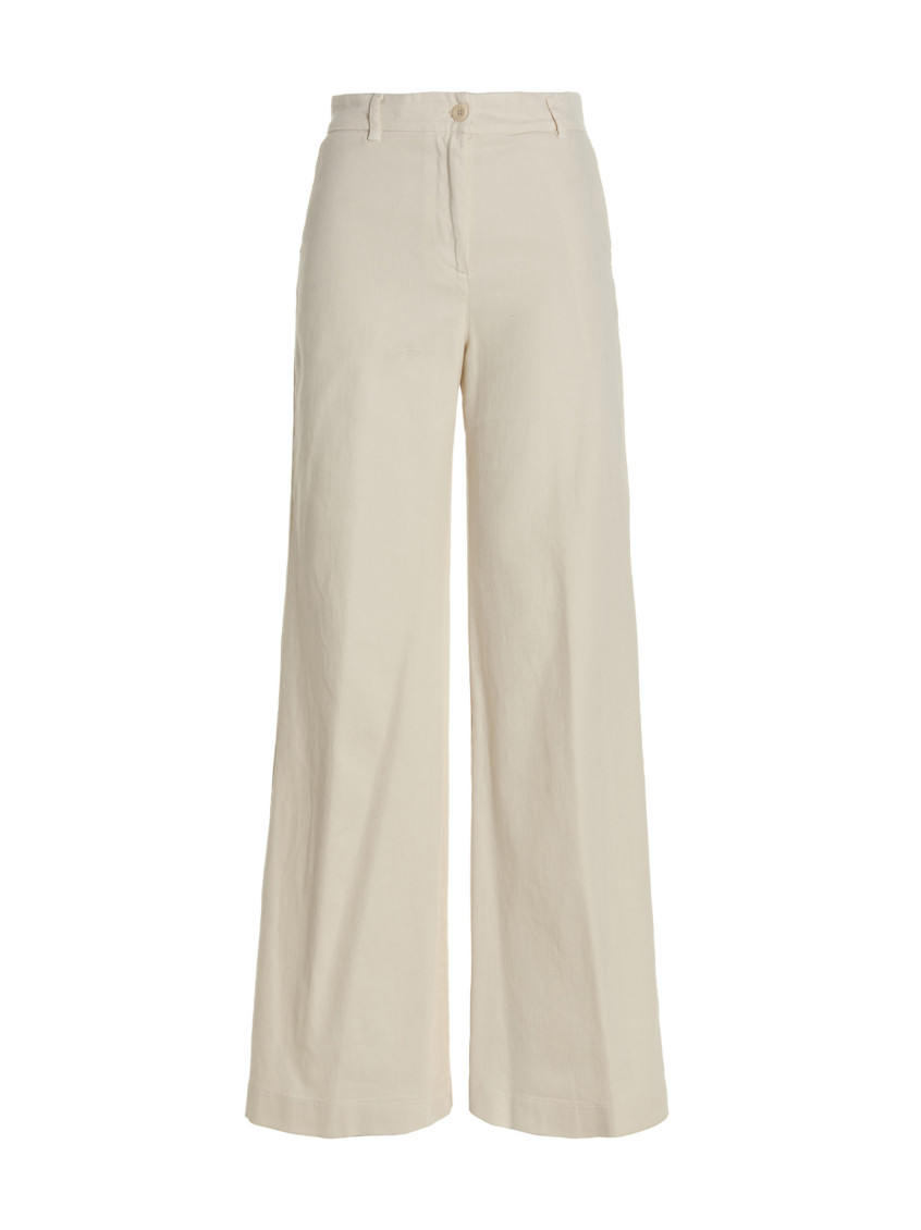 Nude High-waisted Stretch Cotton Wide Leg Jeans In White