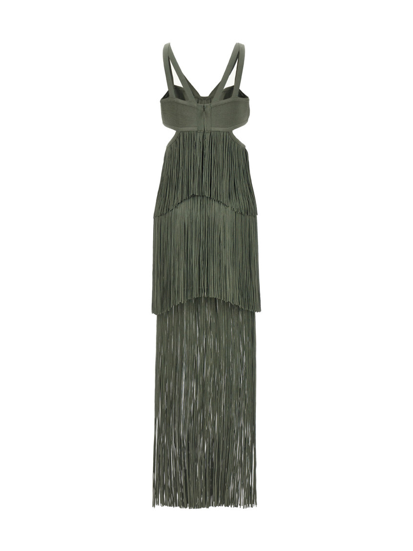 ワンピース HERVE LEGER 'Strappy Tiered Fringe' dress Green clot_111123_23826_2.JPG