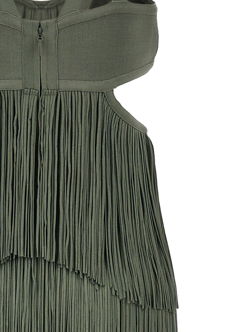 ワンピース HERVE LEGER 'Strappy Tiered Fringe' dress Green Herve Leger Green Strappy Tiered Fringe Dress for Women