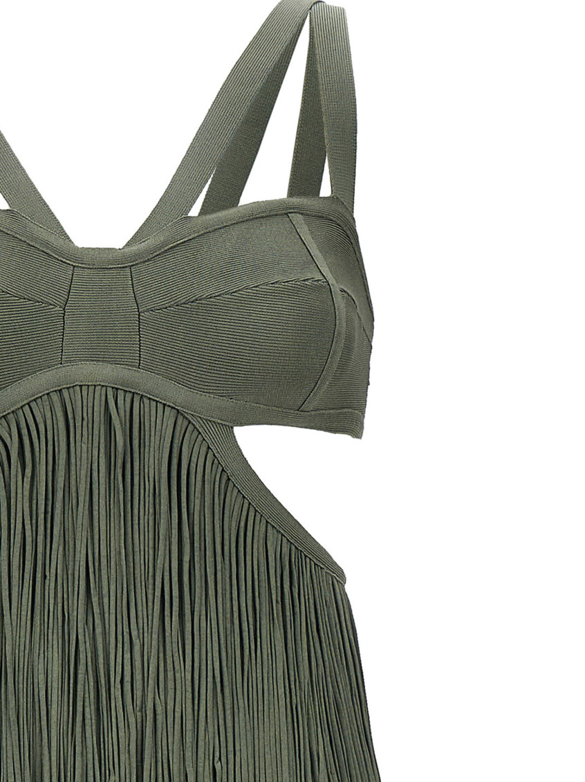 ワンピース Herve leger 'Strappy Tiered Fringe' dress (FRI8423424 345) Herve Leger Green Strappy Tiered Fringe Dress for Women