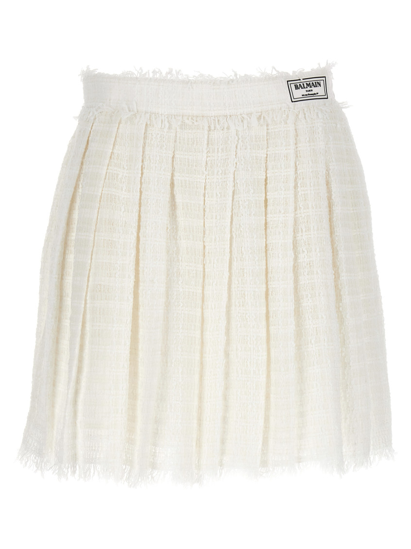 スカート BALMAIN Tweed skater skirt White Balmain White Tweed Skater Skirt for Women Online USA at