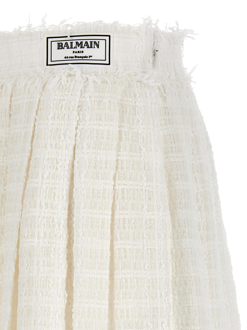 スカート BALMAIN Tweed skater skirt White Balmain White Tweed Skater Skirt for Women Online USA at
