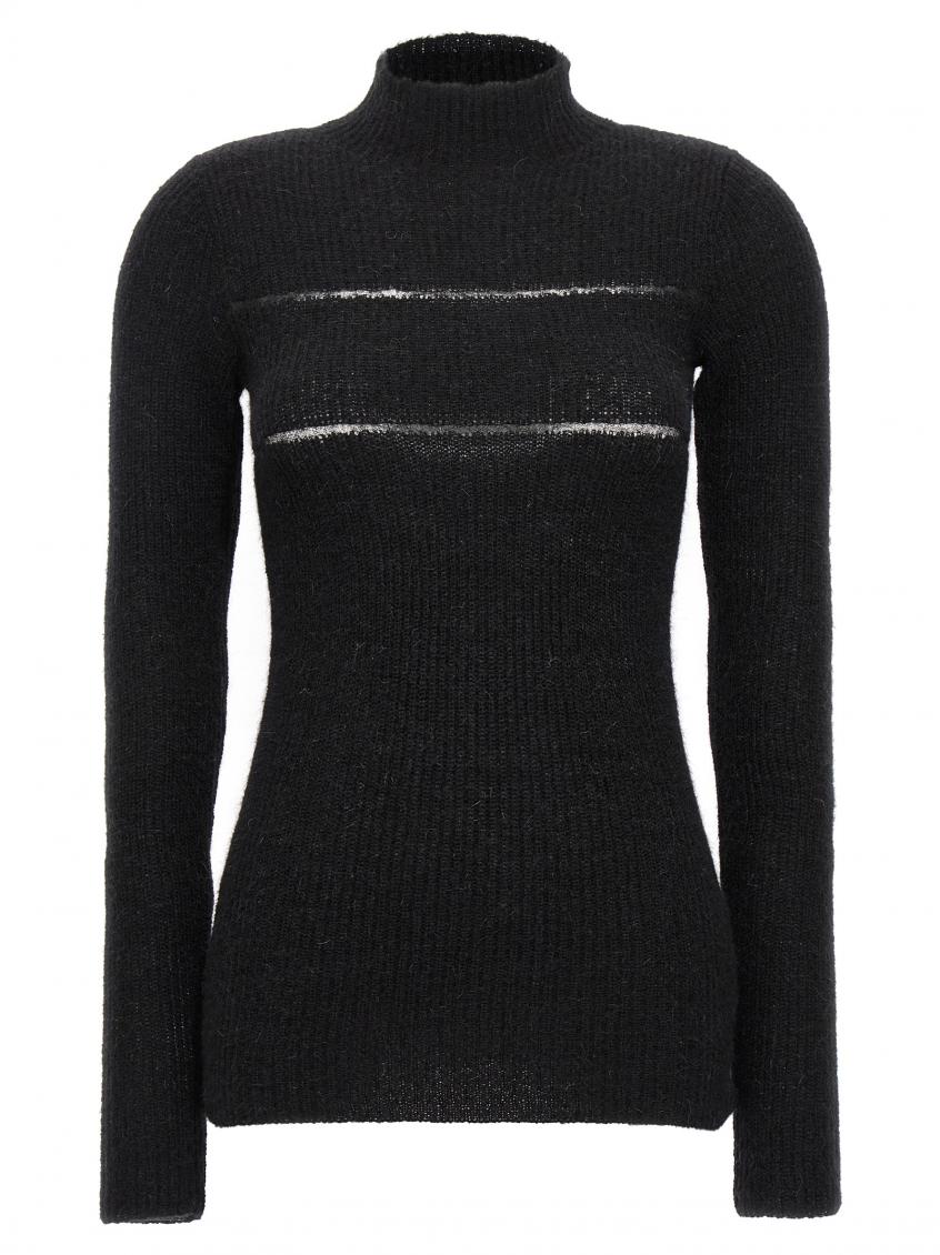 Msgm Knitwear Sweater Organza Insert In Black