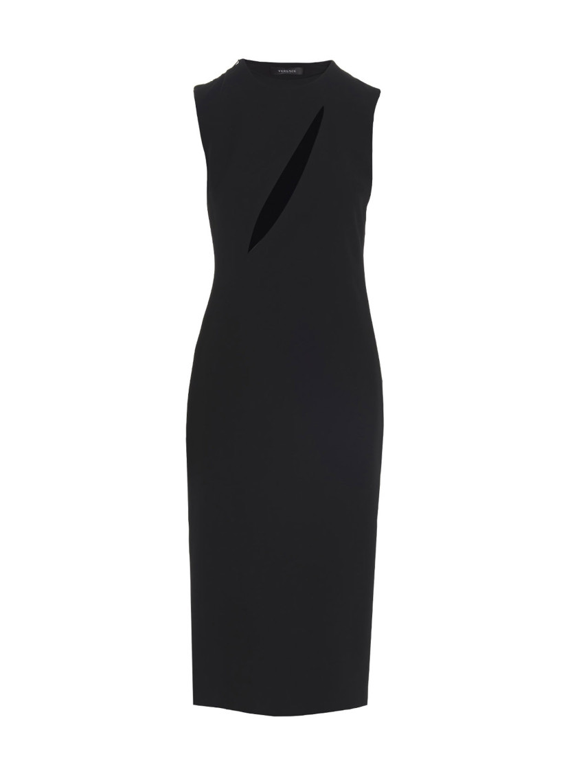 Versace Cut Out Midi Dress Skirts Black In Black