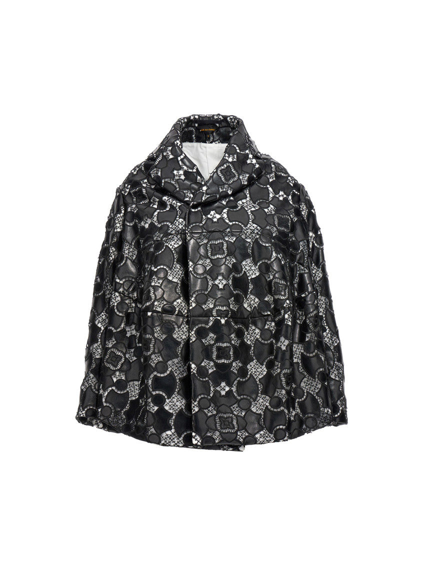 Comme Des Garçons Lace Detailed Jacket In Blackwhite