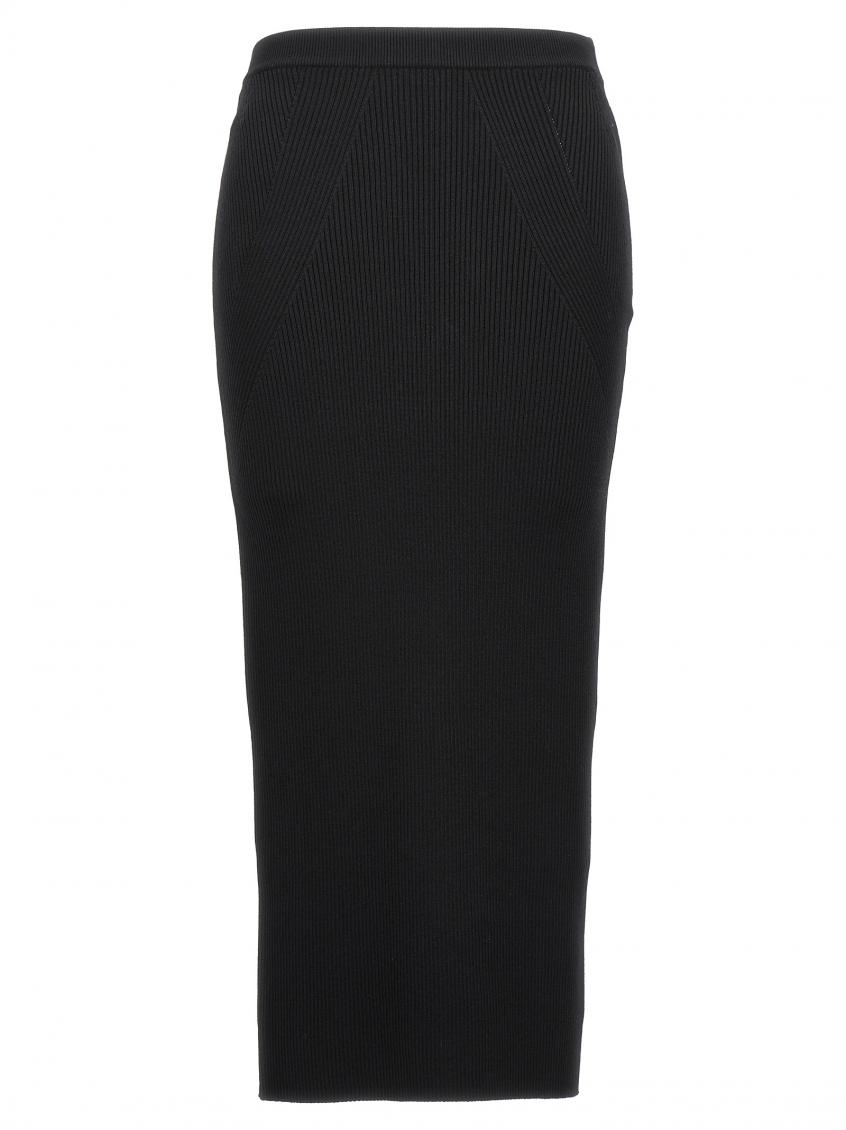 Alexander Mcqueen Black Ribbed Midi Skirt for Women Online