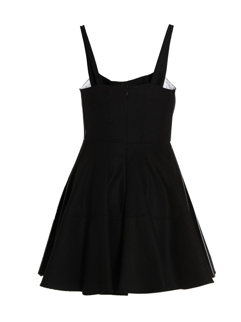 ワンピース GIOVANNI BEDIN Contrast pleated flannel dress Black Giovanni Bedin Black Contrast Pleated Flannel Dress
