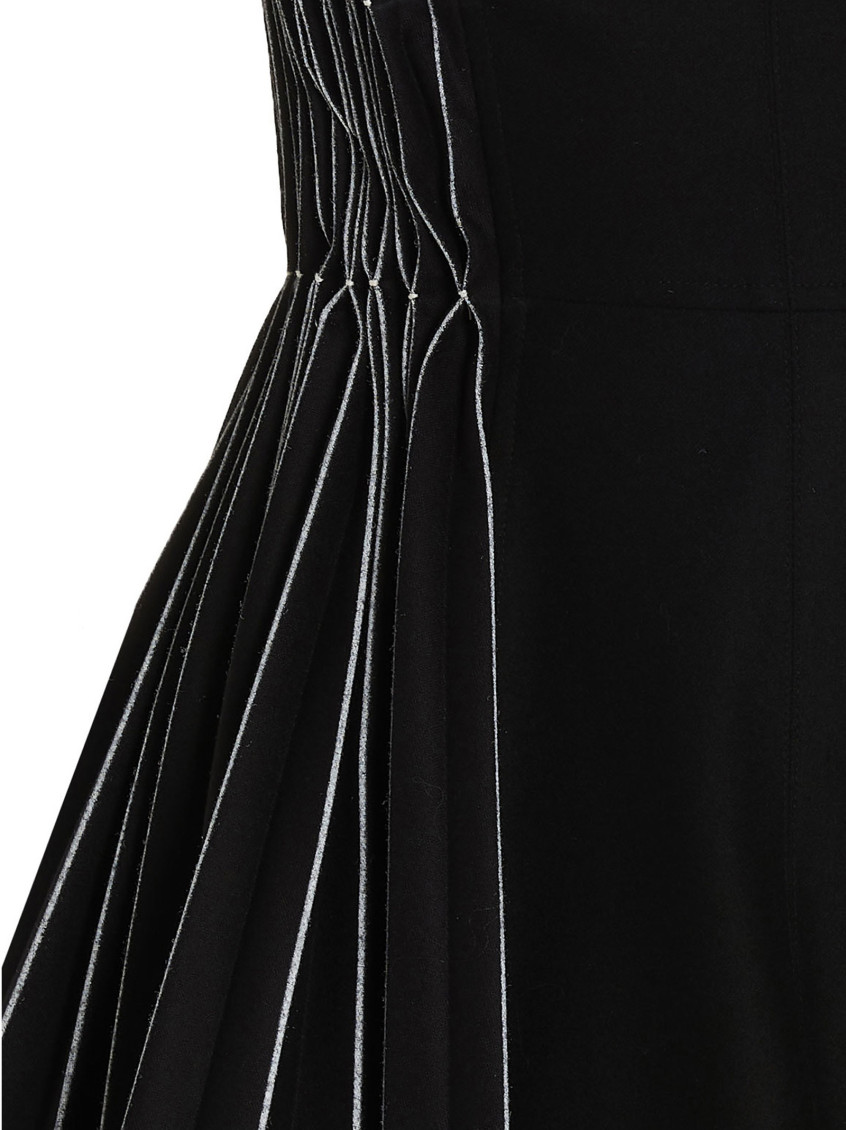 ワンピース GIOVANNI BEDIN Contrast pleated flannel dress Black Giovanni Bedin Black Contrast Pleated Flannel Dress