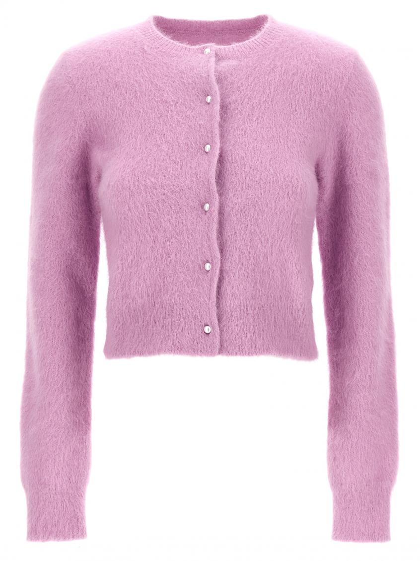 Maison Margiela Lilac Wool Blend Cardigan In Pink