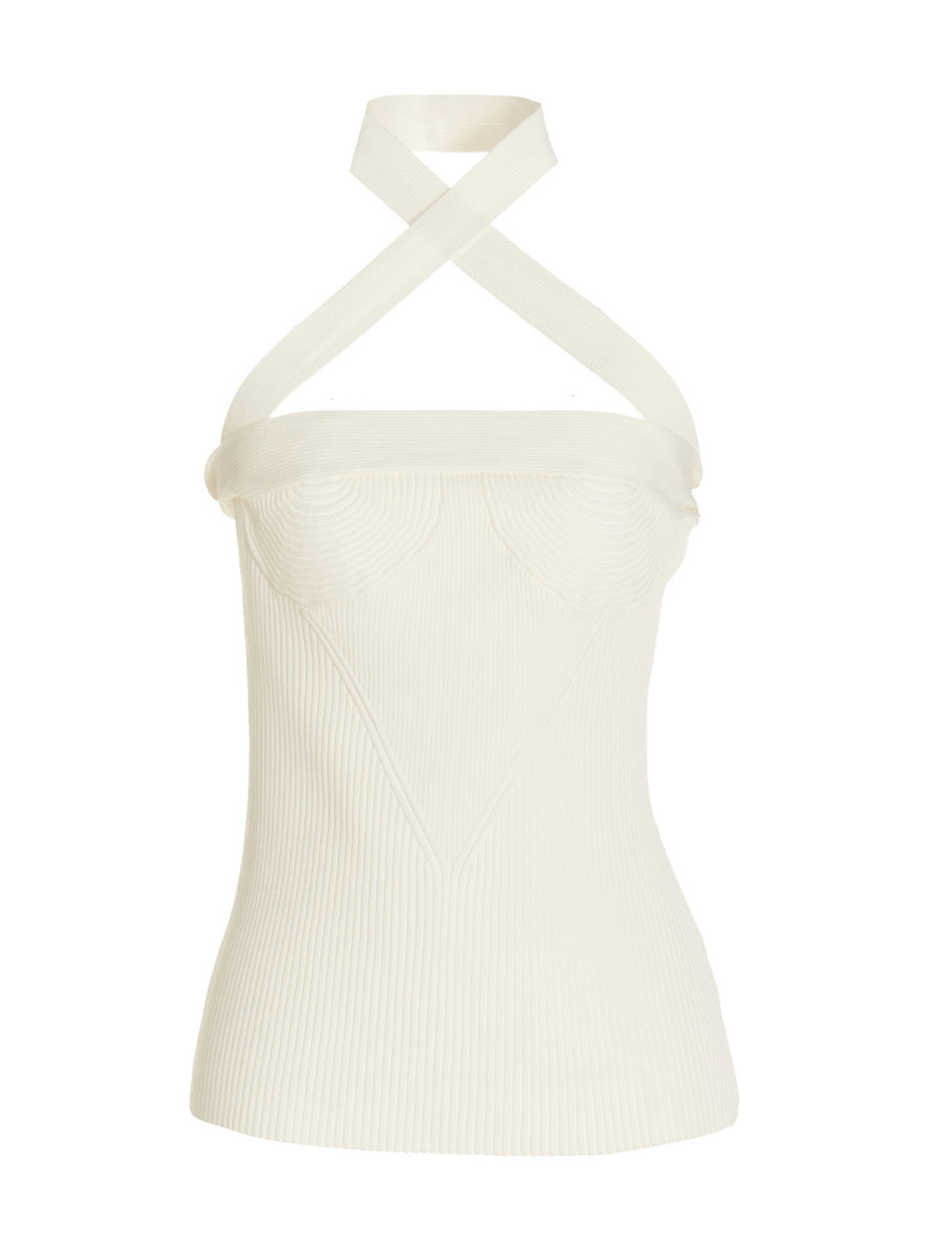 Proenza Schouler Asymmetric Shoulder Knit Top In White