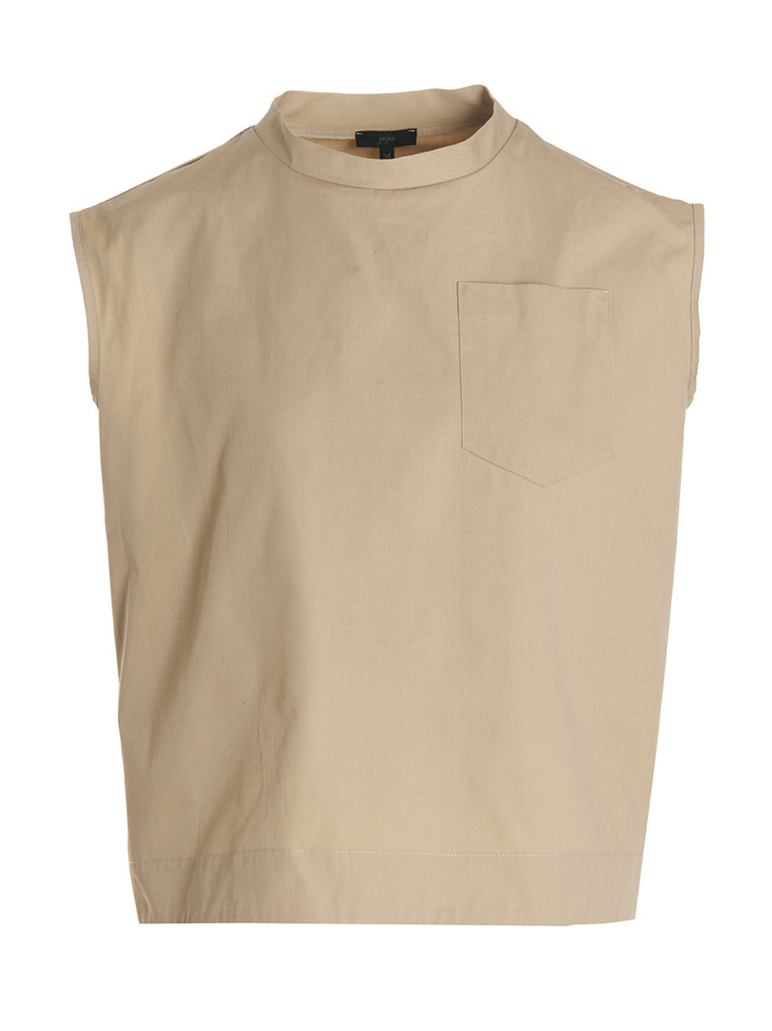 Jejia Sleeveless Blouse With Round Neck In Beige