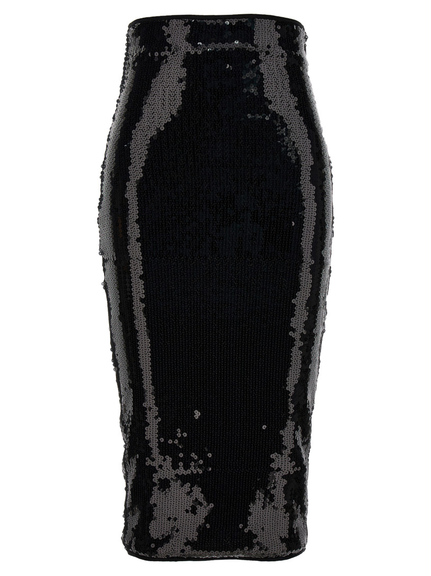 Alexandre Vauthier Black Mesh Midi Skirt In Black