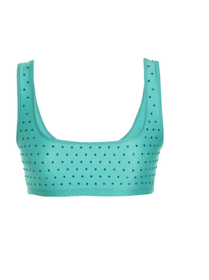 The Andamane Rhinestone-embellished Crop Top In Light Blue