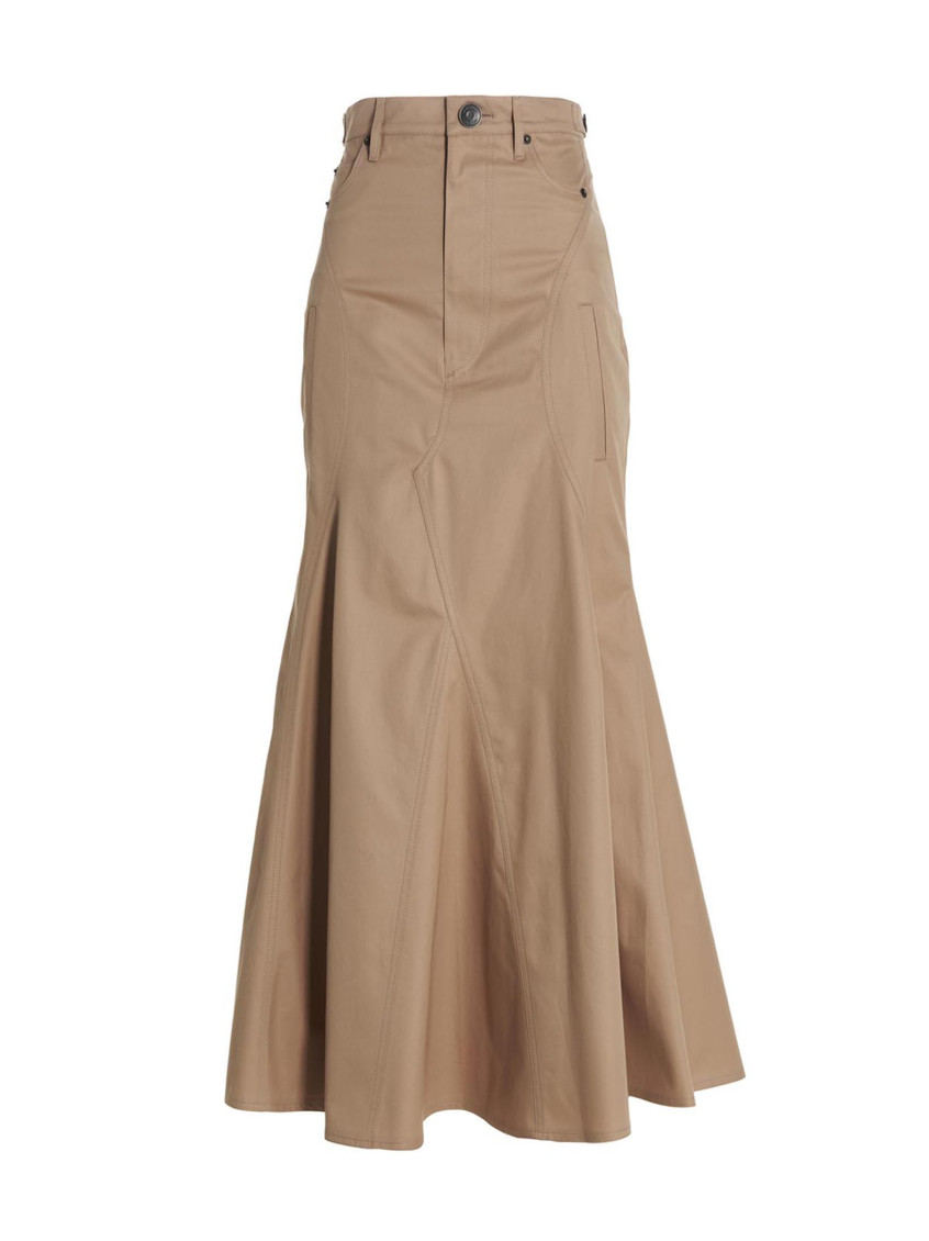 Burberry Button-closure Maxi Skirt With Flattering Silhouette In Beige