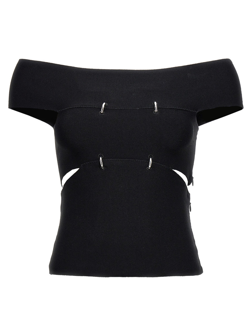 Shop Alexander Mcqueen Black Stretch Viscose Blend Top