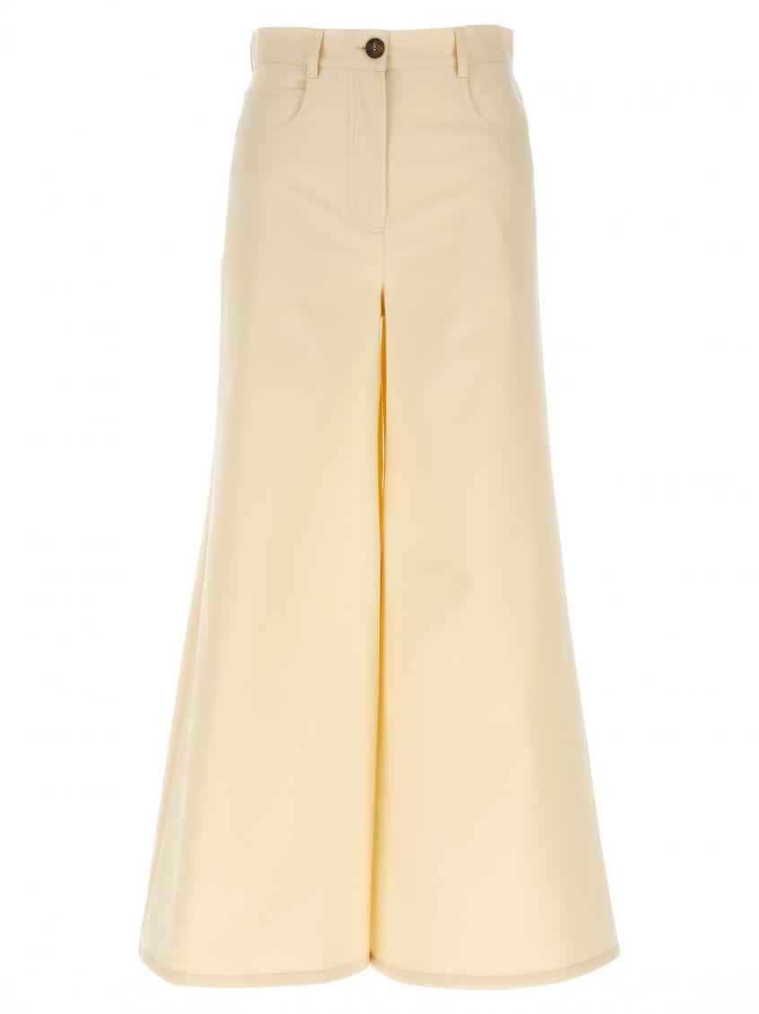 Rochas Wide Leg Jeans With Front And Back Pockets In Beige