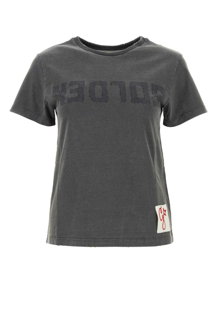 Golden Goose Doris Upside Down Logo Cotton Graphic Tee In Dark Grey
