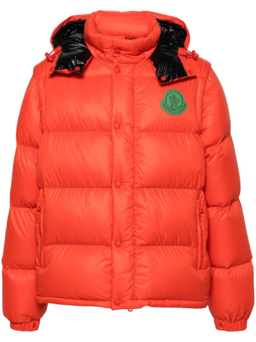 Shop Moncler Orange Logo Patch Jacket
