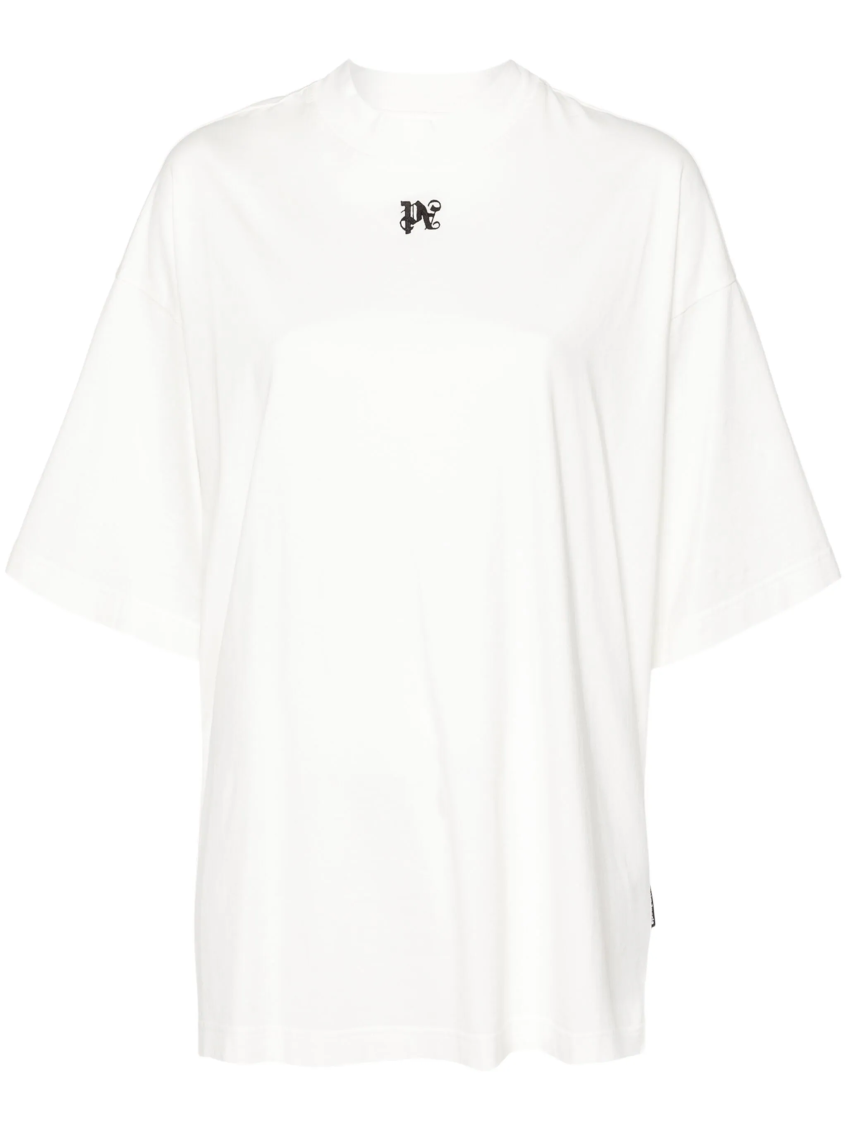 Palm Angels Wings Pencil Crewneck T-shirt In Off White