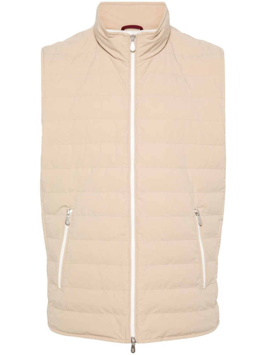 Shop Brunello Cucinelli Black Regular Fit Vest In Beige