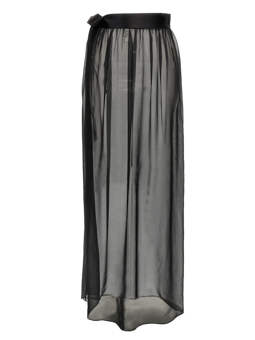 Dolce & Gabbana Knotted Silk Chiffon & Satin Skirt In Black